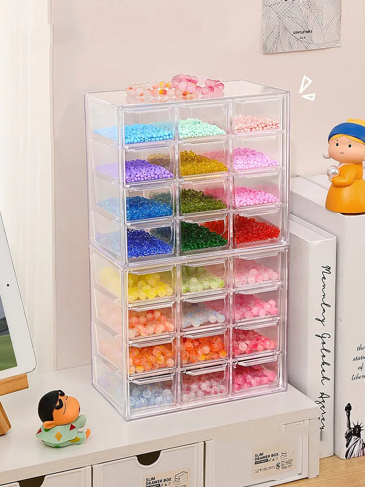 Beads Storage Box DIY Material Hand-Stringed Loose Beads Jewelry Ring Box Drawer Transparent Nail Art Decoration Storage Box