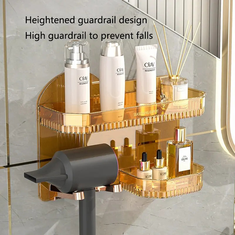 Punch-free Bathroom Rack Light Luxury Style Strong And Durable Hair Dryer Rack Strong Suction Washstand Storage Rack