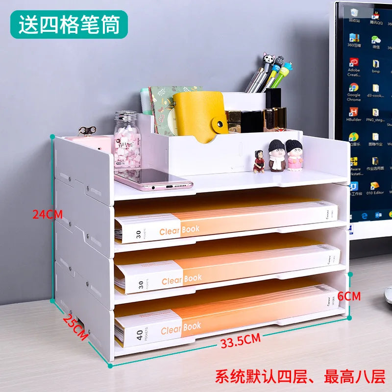 A4/A3 Multi-layer Superimpose Desktop File Tray Organizer  Document Paper Organizer Rack Holder Office Stationery Storage Box