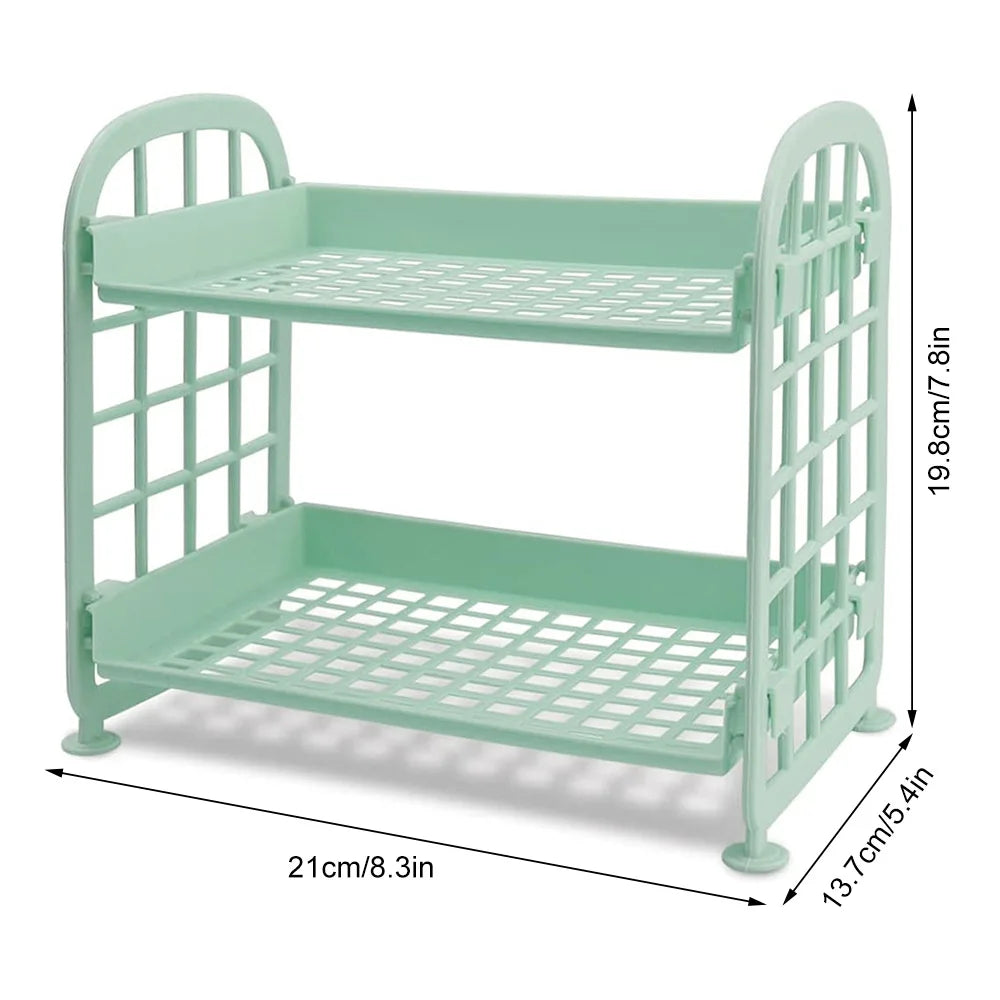 Double Layer Storage Shelf Jewelry Storage Organizer Student Dormitory Folding Hollow Shelf Home Desktop Organizer Storage Rack