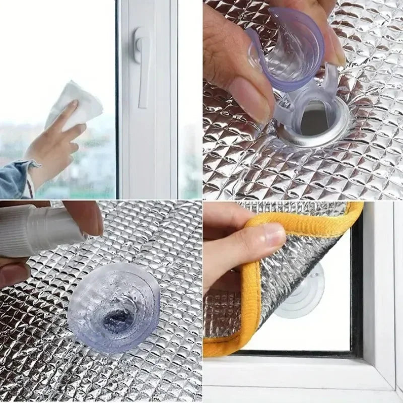 Window Sun Shade Film Blackout Aluminum Foil with Suction Cup Home Sunshade Protector Pad Insulation UV Block Glass Window Films