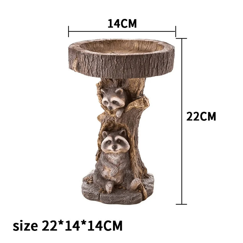 Resin Raccoon Birdbath Polyresin Antique Garden Bird Bath Antique Garden Bird Bath Home Garden Yard Animal Sculptures Ornaments