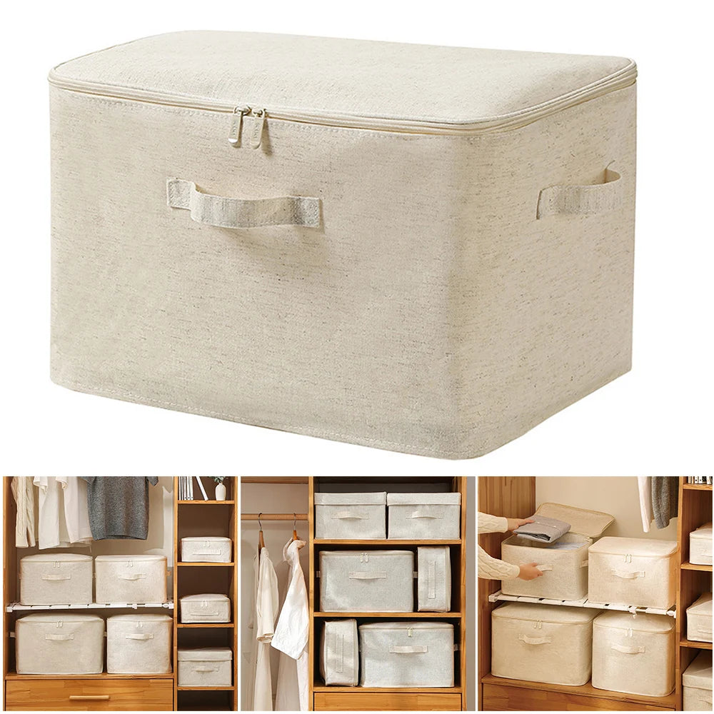 Foldable Home Storage Bag Cotton And Linen Storage Box Large Quilt Storage Bag Clothes Storage Bag Organizer for Bedroom VC