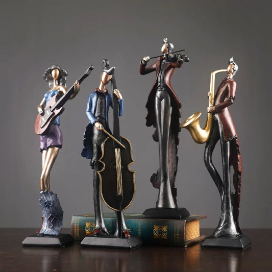 Vintage Musical Instrument Resin Figure Ornaments Figurines Home Decoration Accessories for Living Room Ornaments for Home Decor