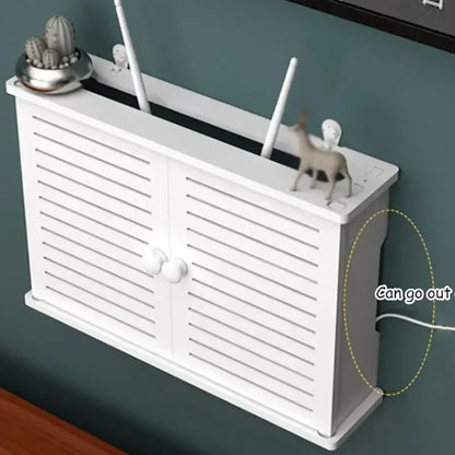 Mounted Storage Box Wall Wireless Wifi Router Rack Wall Hanging Plug Board Bracket Cable Organizer PVC Panel Shelf Home Decor