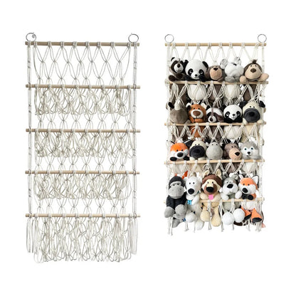 Stuffed Toy Net Hammock Hanging Toy Organizer Wall Mounted Stuffed Animal Storage Hammock For Nursery Play Room Home Decor