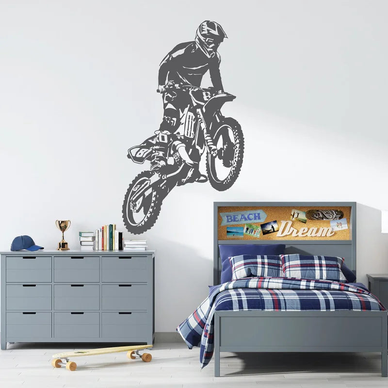 Motocross Motorbike Wall Stickers Vinyl Home Decor Boys Teens Room Bedroom Motorcycle Dirt Bike Decoration Decals Wallpaper S615