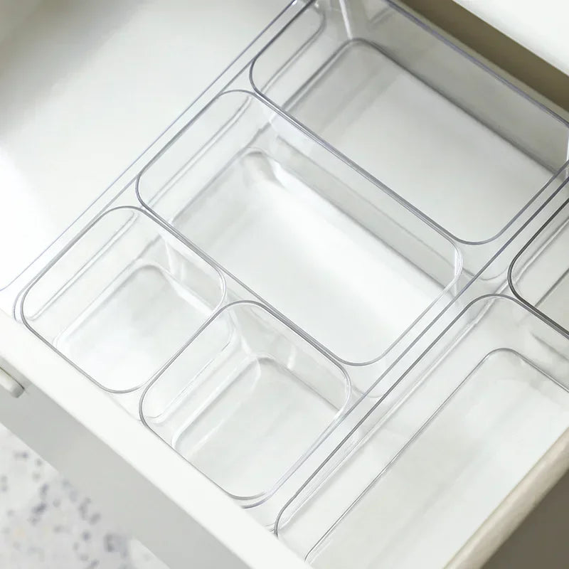 Transparent Box Storage Organizer Desk Plastic Container Drawer Organizer Table Jewelry Box Makeup Organizer Boxes