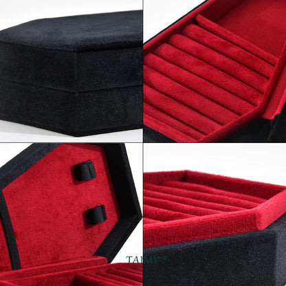 TAIMY Retro Velvet Coffin Shape Jewelry Box Gothic Vampire Red Jewelry Box Portable Ring Necklace Storage Box Fast Delivery