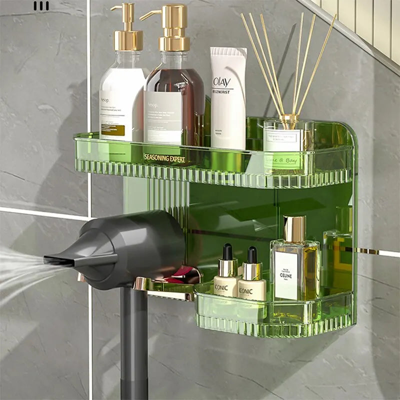 Punch-free Bathroom Rack Light Luxury Style Strong And Durable Hair Dryer Rack Strong Suction Washstand Storage Rack