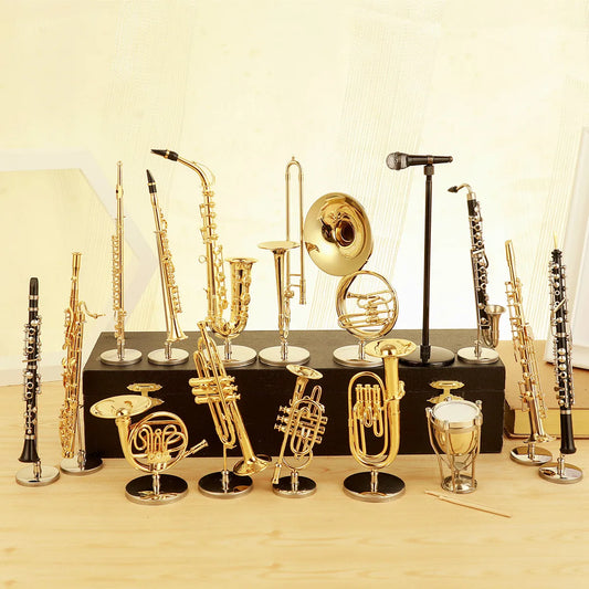 Miniature Saxophone Trumpet Trombone French Horn Model Mini Flute Clarinet Mini Musical Instrument Display Decorative Ornaments