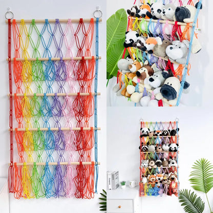 Stuffed Toy Net Hammock Hanging Toy Organizer Wall Mounted Stuffed Animal Storage Hammock For Nursery Play Room Home Decor