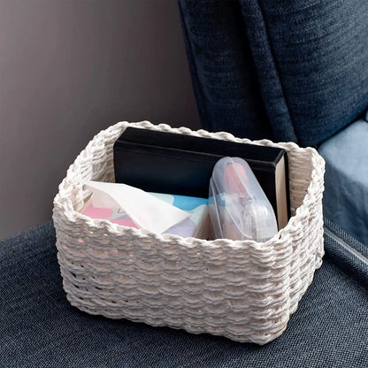 Set of 3 Baskets, Braided Storage Baskets, Storage Boxes for Accessories, Make-Up, Bathroom Organiser, Changing Table Organiser