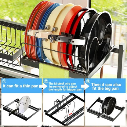 2024 Over The Sink Dish Drying Rack (Adjustable Height/Length) Snap-On Design 2 Tier Large Dish Drainer Kitchen Organization