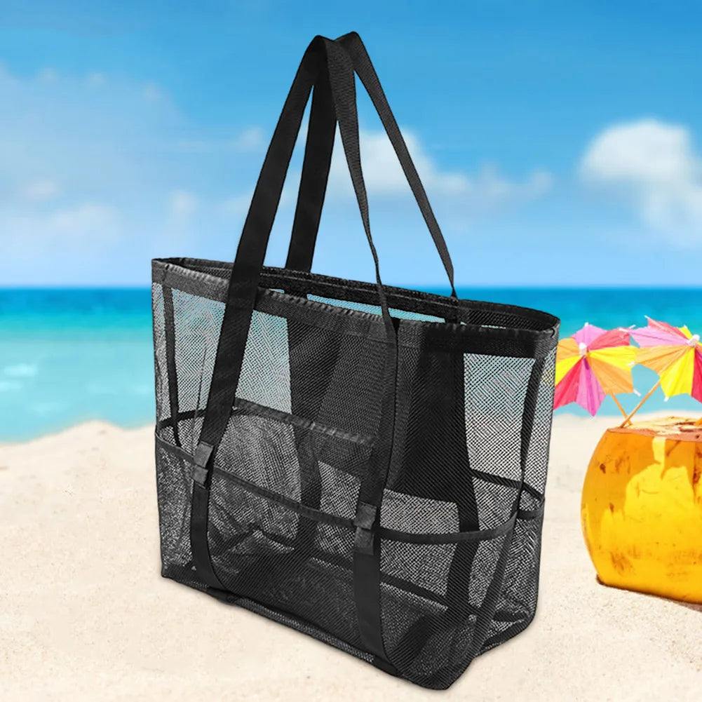 Children Sand Away Protable Mesh Bag Kids Toys Storage Bags Swimming Pouch Large Beach Bag for Towels Women Cosmetic Makeup Bag