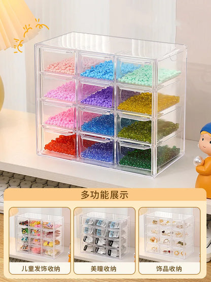 Beads Storage Box DIY Material Hand-Stringed Loose Beads Jewelry Ring Box Drawer Transparent Nail Art Decoration Storage Box