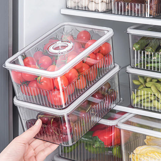 Transparent Fridge Organizer Food Storage Containers Fresh Vegetable Fruit Baskets Refrigerator Storage Box Kitchen Organizer