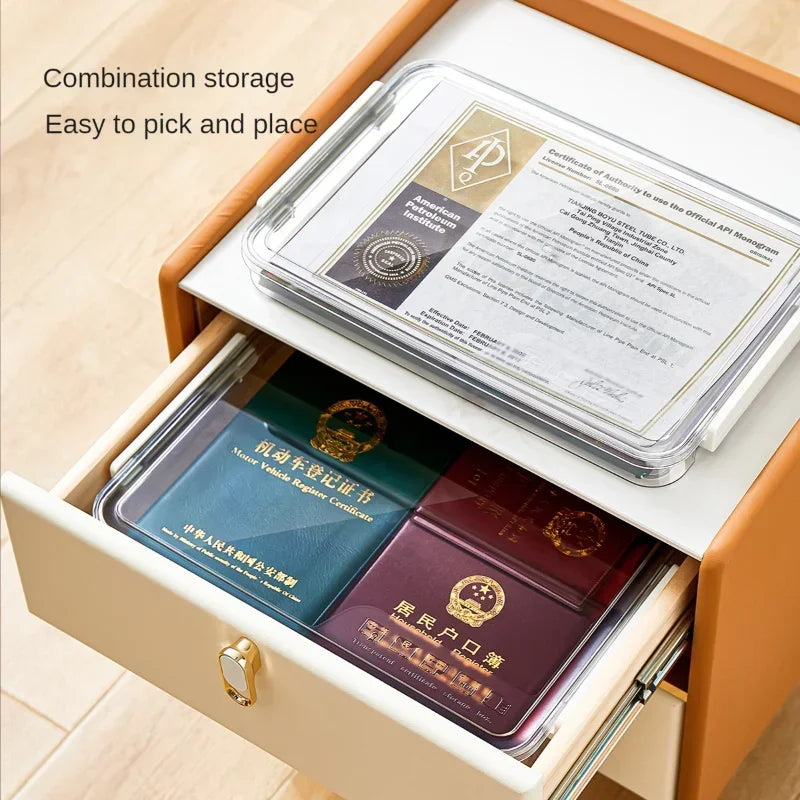 A4 Transparent Storage Box Portable Plastic Large Capacity Document Stationery Jewelry Storage Case School Home Office Supplies