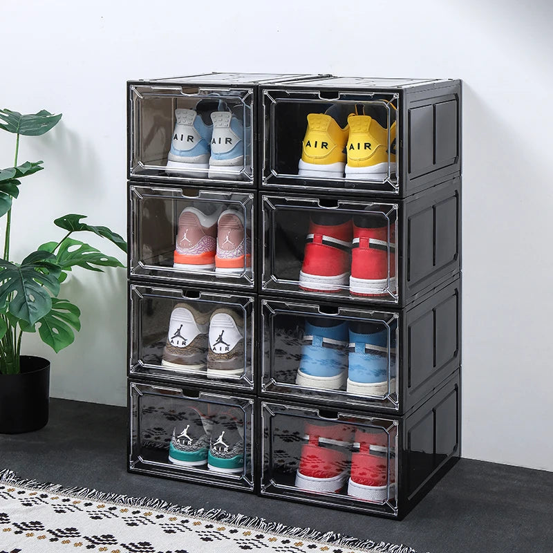 hard plastic AJ Sneakers Box plastic shoe box high-top Dustproof AJ shoes organizers Shoe Rack  Stackable Cabinet Storage Box