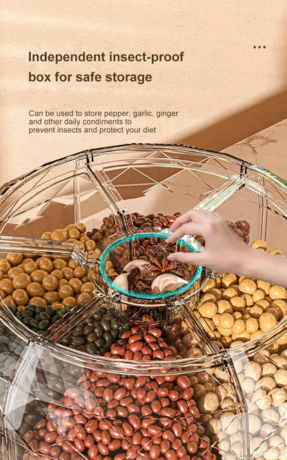 Rotating Rice Dispenser, Sealed, Dry Cereal, Grain Bucket, Moisture-Proof, Kitchen Food Container, Storage Box, 360 Degree