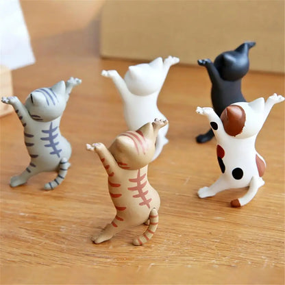 5PCS Anime Raising Hands Dancing Cat Model Cat Ornaments Cat Figures Toys for Children s Room Study Room