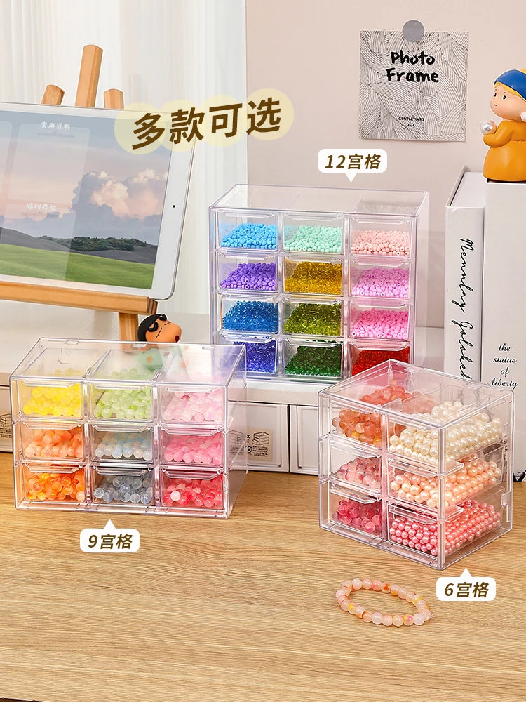 Beads Storage Box DIY Material Hand-Stringed Loose Beads Jewelry Ring Box Drawer Transparent Nail Art Decoration Storage Box