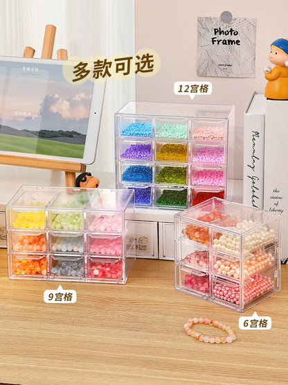 Beads Storage Box DIY Material Hand-Stringed Loose Beads Jewelry Ring Box Drawer Transparent Nail Art Decoration Storage Box