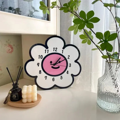 Simple Clock Sun Flower Creative Cartoon Quiet Decorative Wall Clock Living Room Wall Lamp