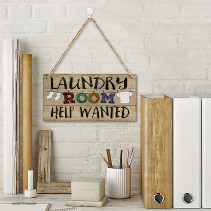 Wooden Sign Farmhouse Hanging Sign Art Printed Decor for Home Laundry Room Pantry Room Wall Decor Sign Help Wanted Wall Art