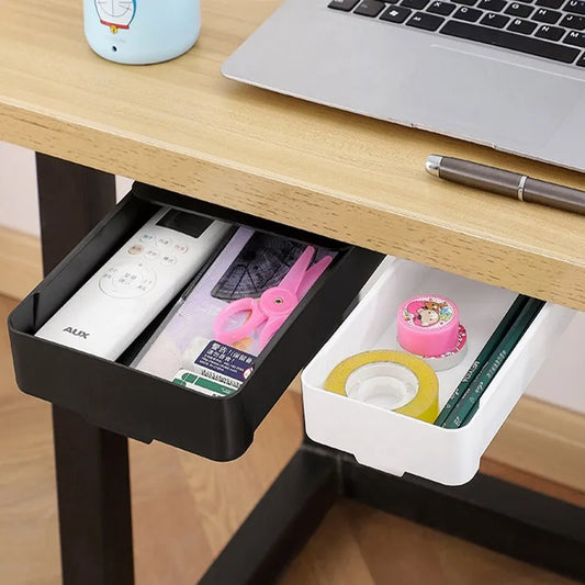 Under The Desk Drawer Type Storage Box Desktop Organizer Office Desk Student Stationery Box Invisible drawer organizer