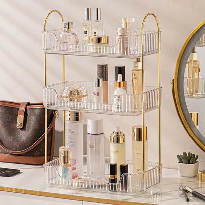 Bathroom Storage Shelves Home Kitchen Organizer Rack Cosmetic Skincare Shampoo Lipstick Perfume Tabletop Holder 2 Colors