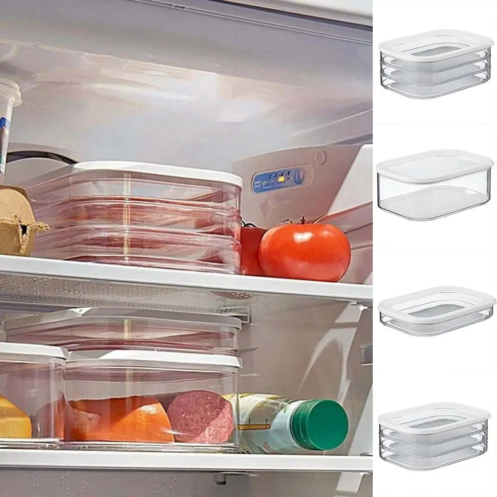 Refrigerated Crisper With Lid Food-grade Frozen Crisper Transparent Storage Box For Kitchen Refrigerator Fresh Bowl