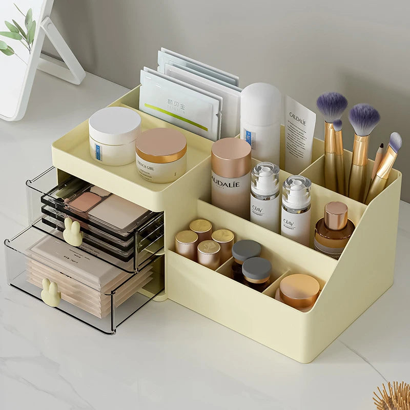 Large Capacity Cosmetic Storage Box Makeup Drawer Organizer Skincare Makeup Stationery Storage Box for Dressing Table Desktop