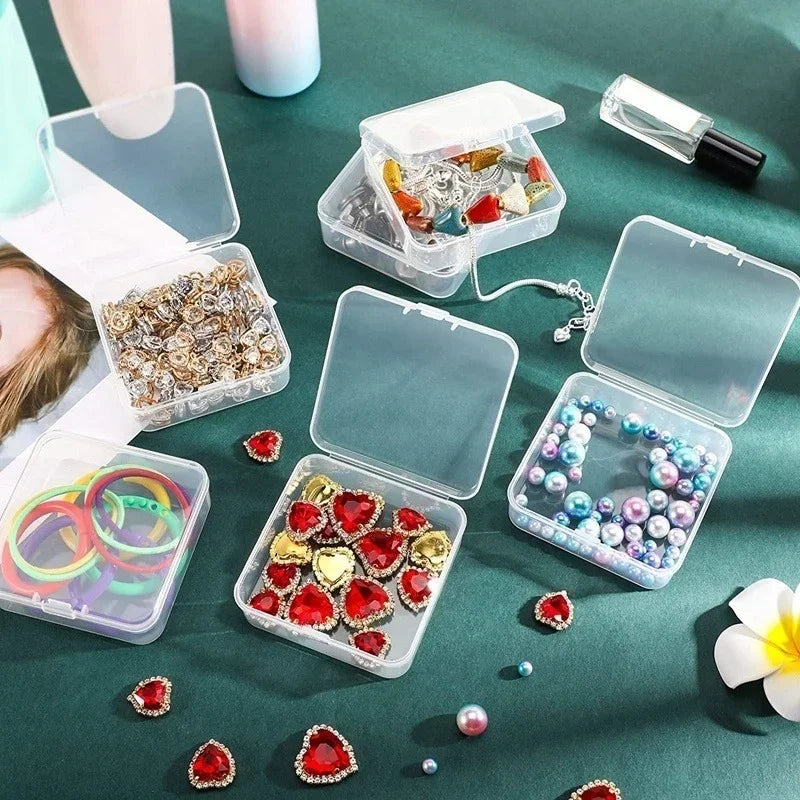 Square Plastic Storage Box Jewelry Container Transparent Square Useful Box Case Organizer Packaging for Jewelry Beads Earrings