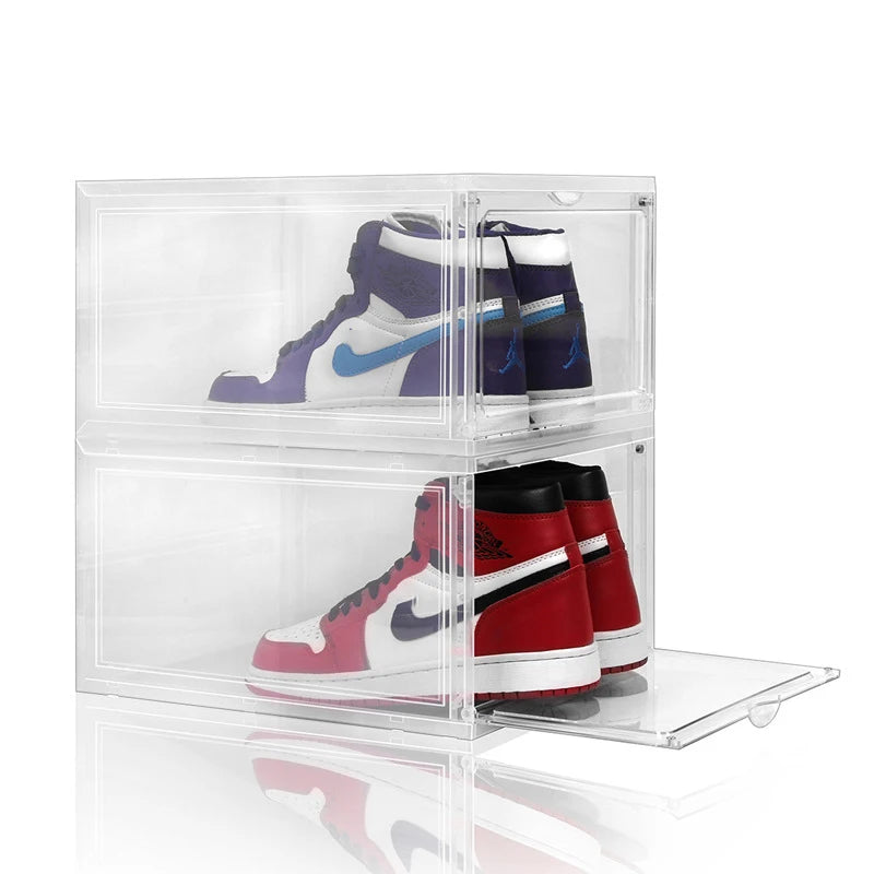 hard plastic AJ Sneakers Box plastic shoe box Stackable Cabinet Storage Box high-top Dustproof AJ shoes organizers Shoe Rack