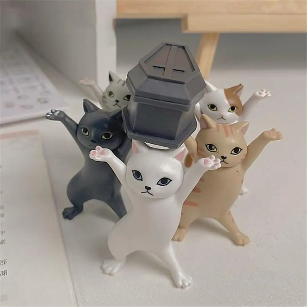 5PCS Anime Raising Hands Dancing Cat Model Cat Ornaments Cat Figures Toys for Children s Room Study Room