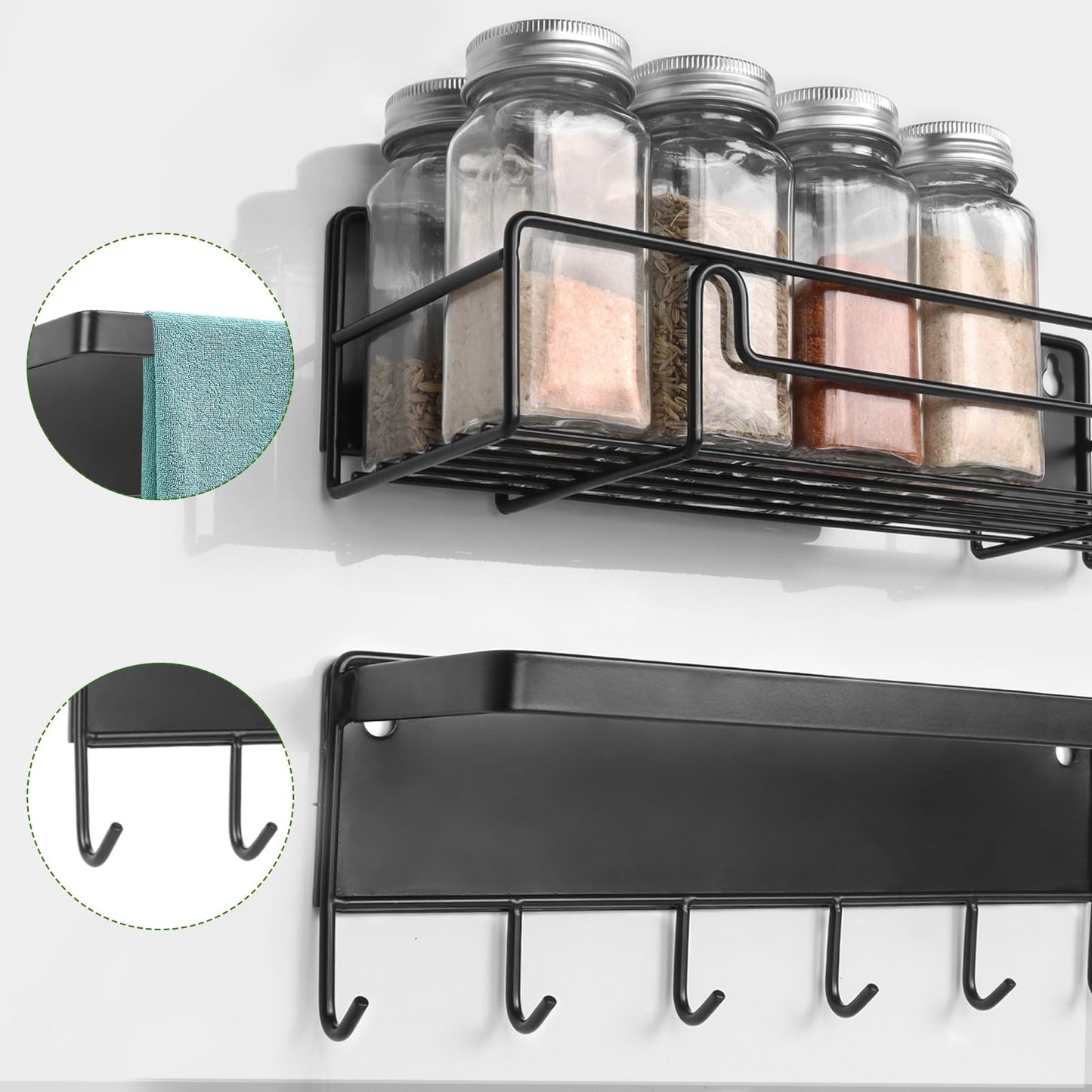 Auledio 5 Pack Magnetic Spice Rack, Metal Refrigerator Magnetic Storage Organizer, Fridge Shelf for Storing Spices, Bottles and Beverages