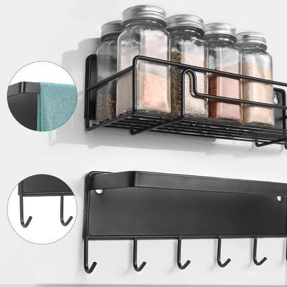 Auledio 5 Pack Magnetic Spice Rack, Metal Refrigerator Magnetic Storage Organizer, Fridge Shelf for Storing Spices, Bottles and Beverages